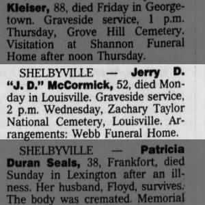 Obituary for Jerry D. J. McCormick